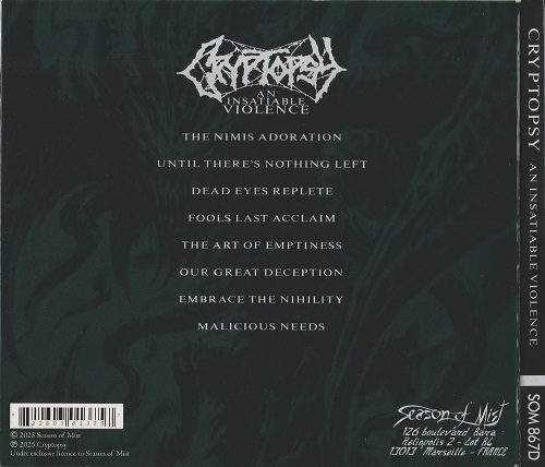 Cryptopsy - An Insatiable Violence (2025) 320|FLAC|CD|Scans