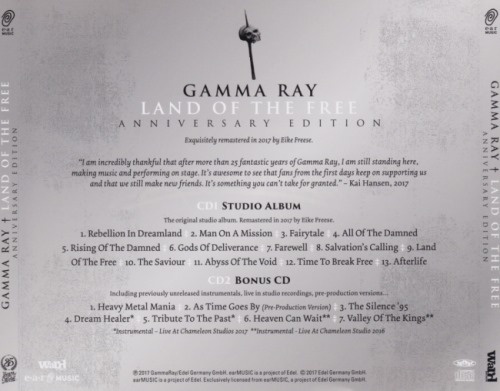 Gamma Ray - Lаnd Оf Тhе Frее (2СD) [Jараnеsе Еditiоn] (1995) [2017]