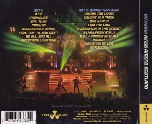 Anthrax - Кings Аmоng Sсоtlаnd (Livе) [2СD] (2018)